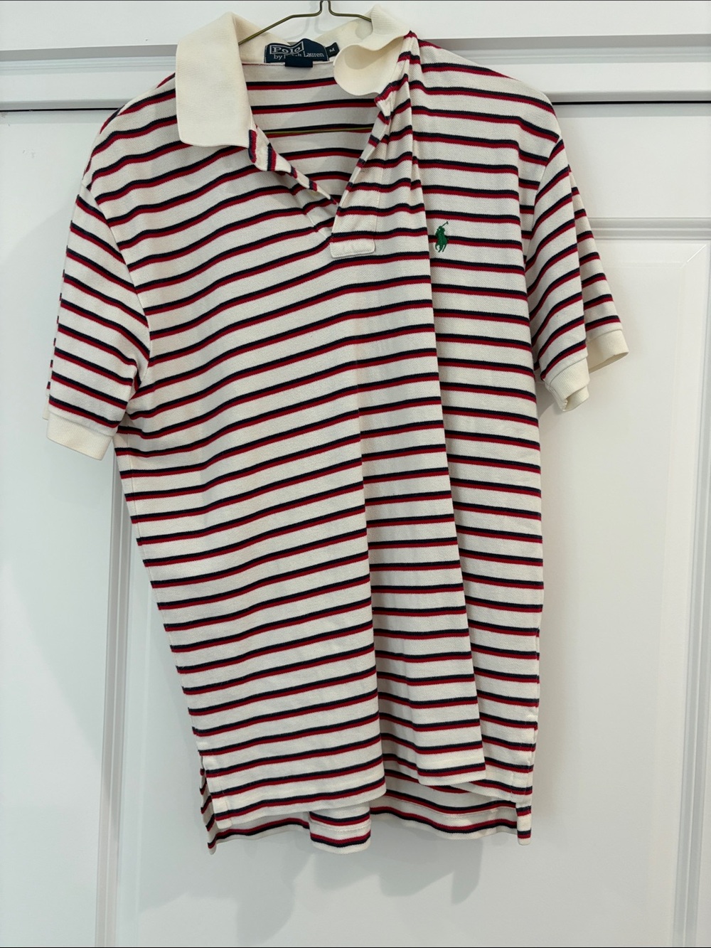 Polo by Ralph Lauren Cream Polo with Red & Navy Stripes